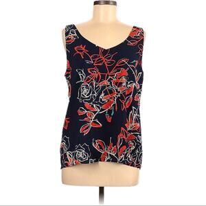 Halogen Floral Print Sleeveless Blouse Women’s Size Medium Blue Red